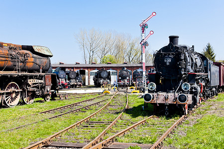 蒸汽机车在铁路博物馆， Jaworzyna Slaska，西里西亚，