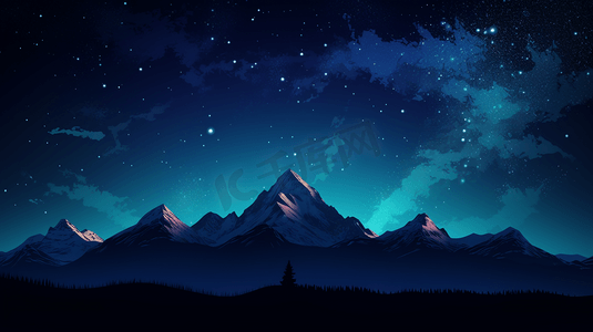 星夜下的山影