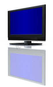 液晶电视摄影照片_在白色的平面液晶电视