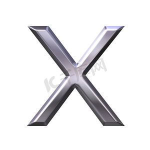k字母logo摄影照片_3D 银色字母 x