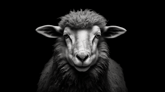 羊头灰度照片