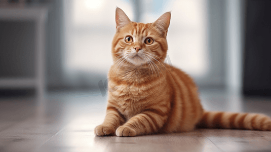 灰色地板上的橙色猫猫