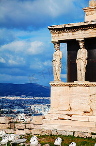 古代女摄影照片_雅典女像柱的门廊