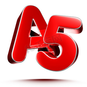 A5 红色 3D 插图在白色背景上与剪切路径。