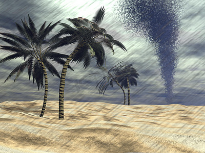 海滩下雨 — 3D渲染