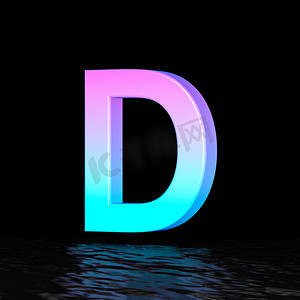 青色洋红色字体 Letter D 3D