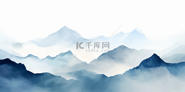 中蓝色背景图片_清明节清明中国风山脉山纹背景