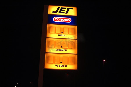 石油价格摄影照片_没有价格的喷气站标志。