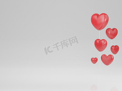 情人节的概念，白色背景上的红心。 