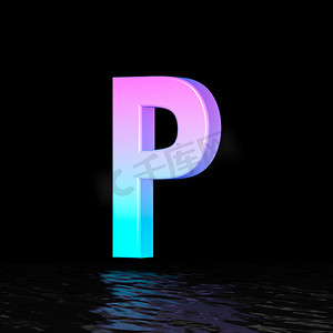 青色洋红色字体 Letter P 3D