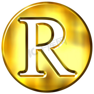 金色字母摄影照片_3D 金色字母 R