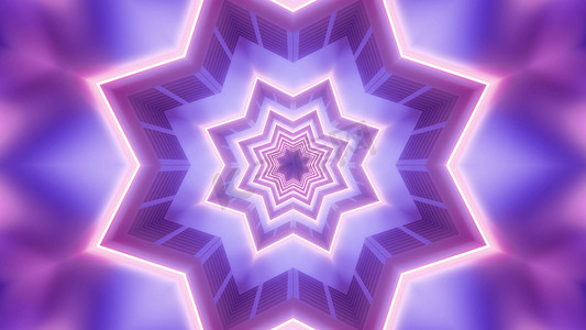 星紫色背景摄影照片_发光的霓虹星隧道 3d 插图运动​​设计视觉 vj 循环