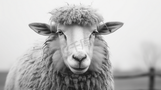 羊头灰度照片