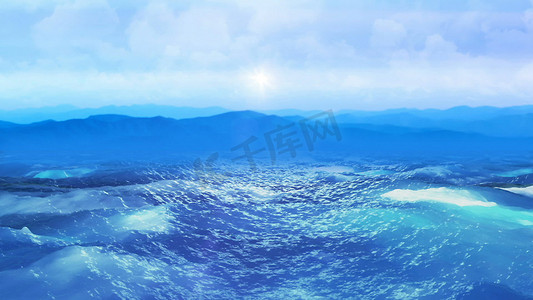 现实海洋，抽象背景 3D 渲染