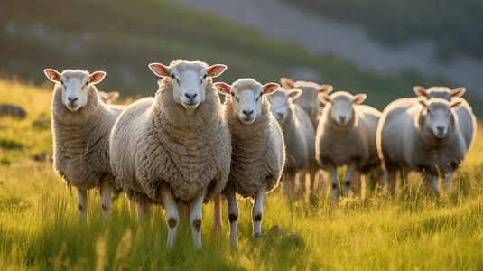 白天草地上的羊群