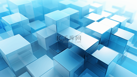 三维立体空间蓝色立方体商务5