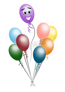 生日气球卡通摄影照片_卡通派对气球