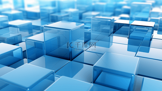 商务1背景图片_三维立体空间蓝色立方体商务1
