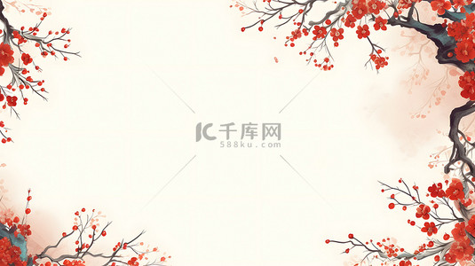 中国画水墨背景图片_国画花朵边框背景