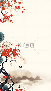 中国边框传统背景图片_国画花朵边框背景