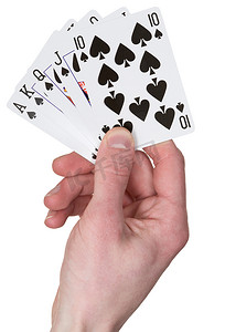 实物黑桃A摄影照片_手上的扑克牌