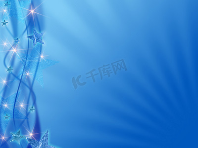 抽象星光摄影照片_蓝色光线的圣诞背景