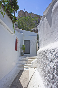 普拉卡摄影照片_雅典普拉卡阿纳菲奥蒂卡，旧城街景与传统小房子，希腊，欧洲