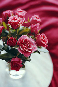 浪漫的玫瑰花束、节日礼物和花卉之美