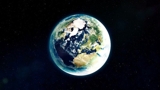 立体科学摄影照片_在星背景的行星地球。 