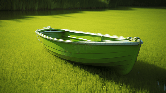 绿地上的小船