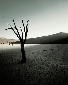 沙漠中的干旱景观树