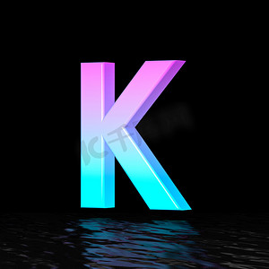 青色洋红色字体字母 K 3d