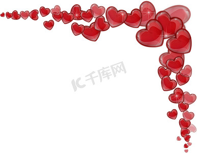 文本框摄影照片_情人节的白色背景上的红心角框