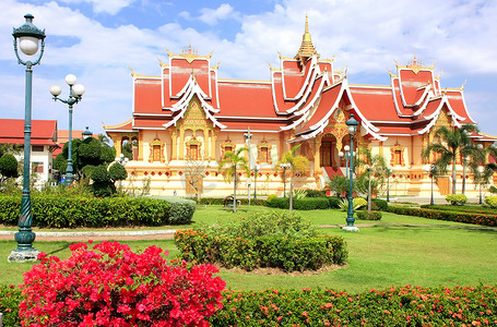 东南摄影照片_老挝万象 Pha That Luang 建筑群的寺庙