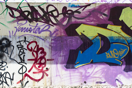 涂鸦摄影照片_街头艺术，墙上城市涂鸦的一部分