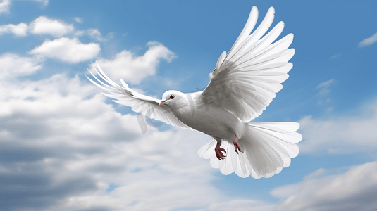 天空中飞翔的白色小鸟