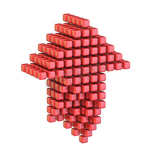上传箭头由红色立方体 3D 制成