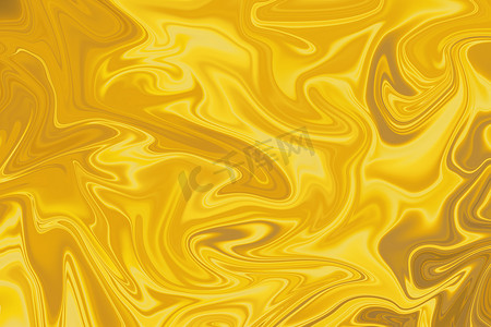 金色液体油漆大理石花纹和丙烯酸波浪纹理背景。