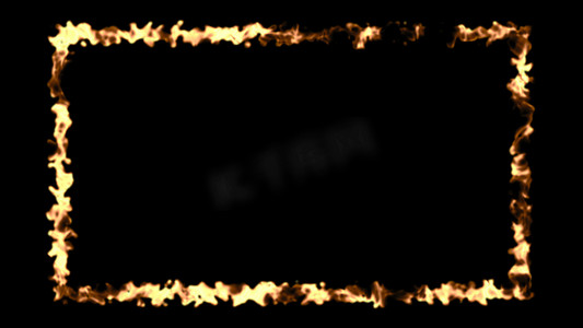 爆炸爆炸火摄影照片_黑色背景上带火框的抽象背景