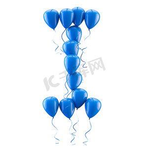 气球海报背景摄影照片_3D 渲染五颜六色的气球字母被白色隔离。
