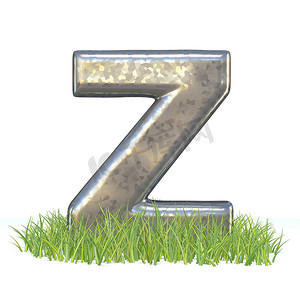 镀锌金属字体 Letter Z in grass 3d