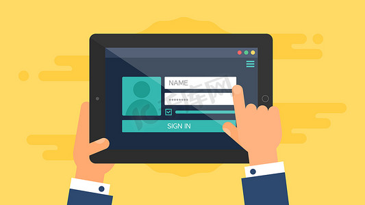 平板电脑登录表单的 Web 模板
