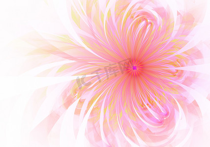 柔和柔和的分形粉色花朵计算机生成图像，用于徽标、设计概念、网页、印刷品、海报。