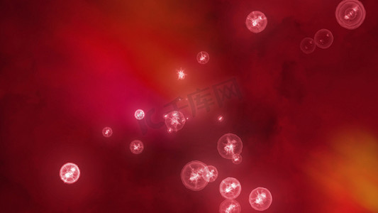 装饰小星星摄影照片_有许多小星星的红色空间活动，现代 3d 渲染抽象，计算机生成
