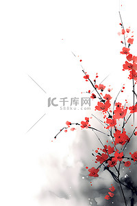 花朵中国风边框背景图片_国画花朵边框背景
