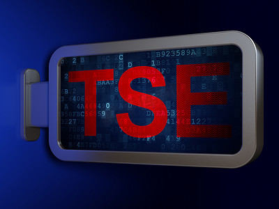蓝色股票海报摄影照片_股票市场指数概念：广告牌背景上的 TSE