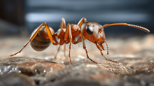 白天灰色混凝土地面上的棕色蚂蚁