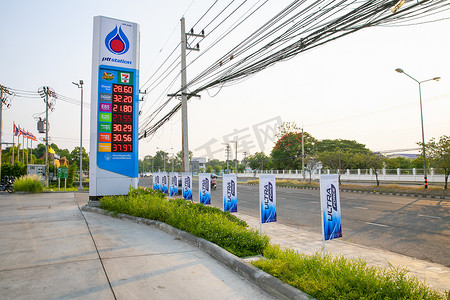 泰国素林，2019 年 5 月 3 日：PTT 加油站。