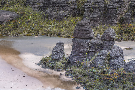 tepui摄影照片_高原 Roraima tepui - 委内瑞拉的奇异古老岩石，