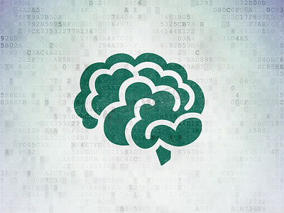 健康理念： 数字数据论文背景上的大脑